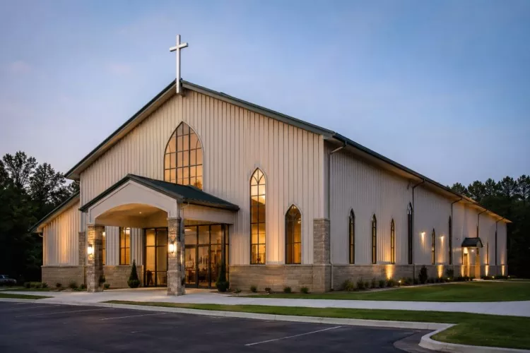 How to Create a Column-Free Worship Space in a Portal Frame Church Construction Building?